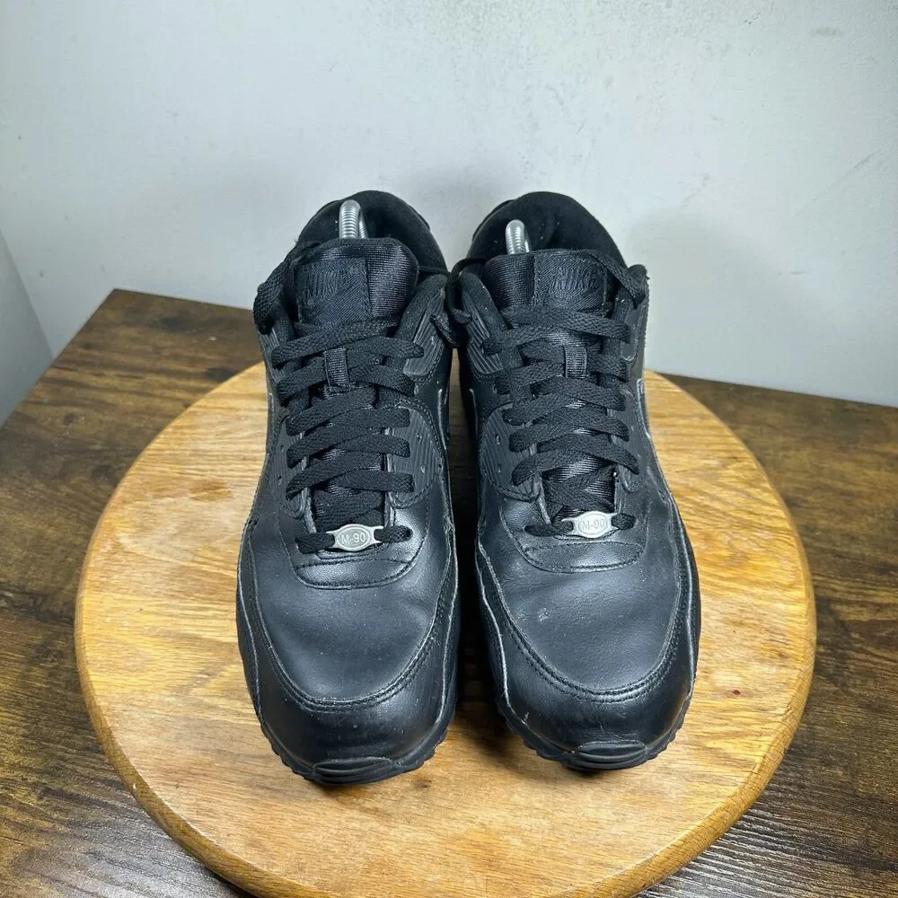 Nike Air Max 90 Leather Shoes Black Men's Size 10 Black Shoe 302519-001